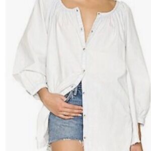 We The Free oxford swing tunic oversized striped shirt